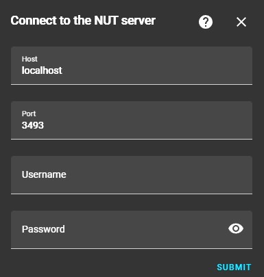 Home Assistant setup dialog for NUT client