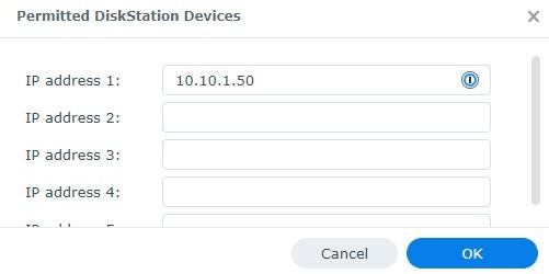 Synology settings for permitted Diskstation devices